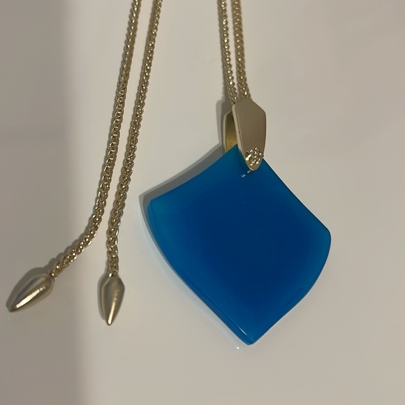 Kendra Scott Teal Agate Aislinn Necklace EUC - Picture 4 of 4